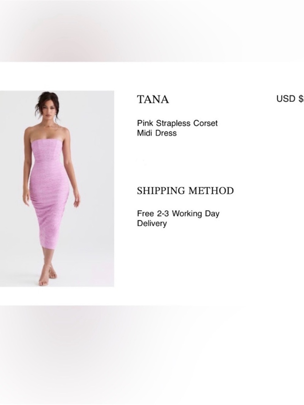 House of CB Pink Strapless Corset Midi Dress